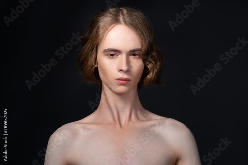 Portrait of a young attractive man. Androgyn model.