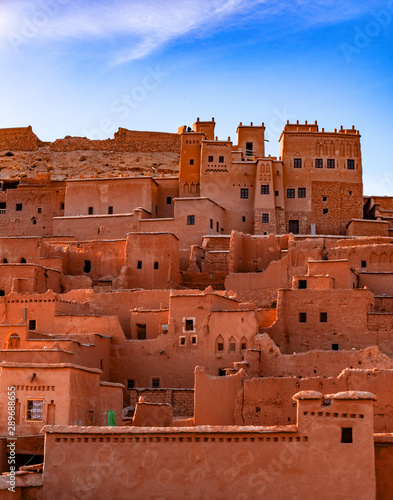 The fortified town of Ait ben Haddou near Ouarzazate on the edge of the sahara desert and Atlas Mountains in Morocco