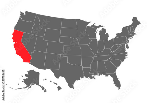 California vector map silhouette. High detailed illustration. United state of America country