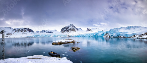 Panorama of the Smeerenburg glacier Svalbard
