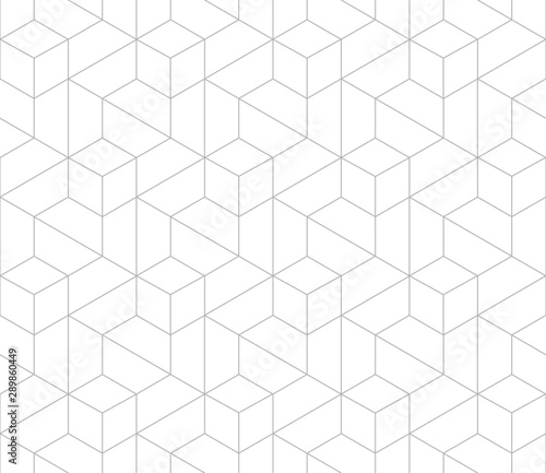 Vector seamless cubic hexagon pattern. Modern stylish thin linear texture.