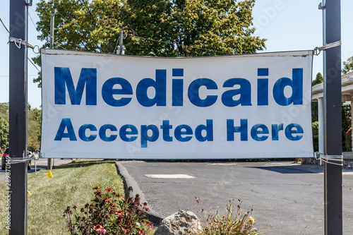 Medicaid Accepted Here sign. Medicaid is a federal and state program that helps with medical costs for people with limited income I