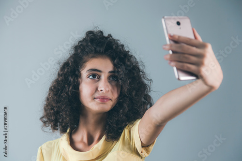 woman hand phone selfie