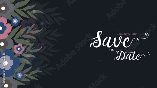 Save the date lettering on tropical background