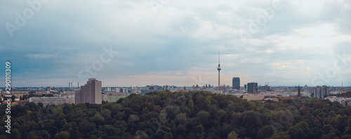 beautiful overview about berlin, germany on a foggy day