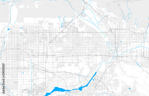 Rich detailed vector map of Fontana, California, USA