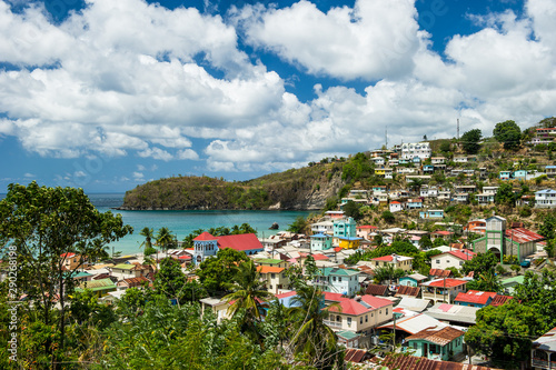 Village of Canaries on Saint Lucia in the Caribbean