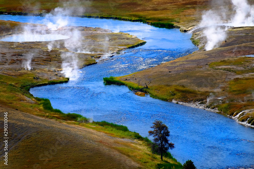 River Flowing with Steam Rising in Yellowstone
