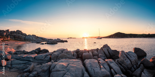 Sunset from beach at Cavallo Island in Corsica