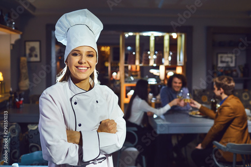 Woman chef in a restaurant.