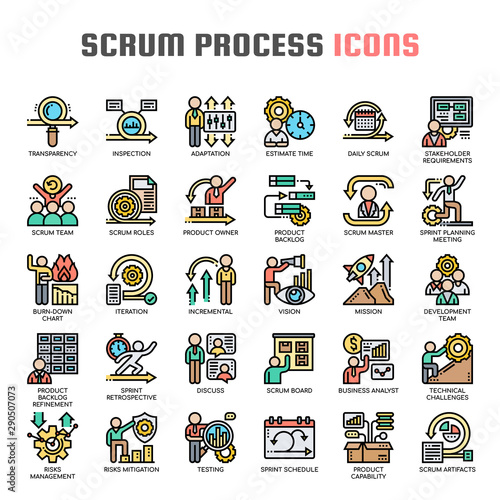 Scrum Process , Thin Line and Pixel Perfect Icons