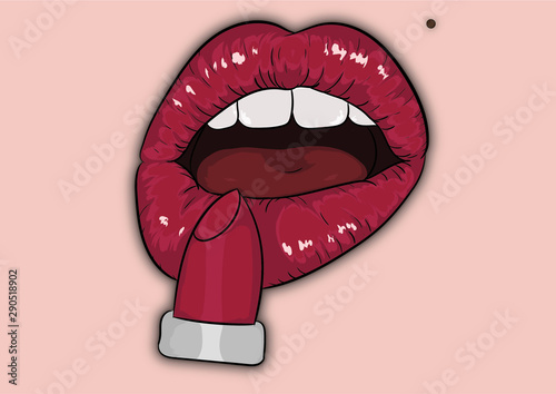 lips, red lips, lipstick, usta, szminka, kiss, sexy, girl, poster, face