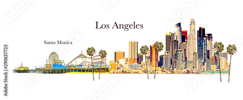 Los Angeles - Santa Monica Illustration- copy space