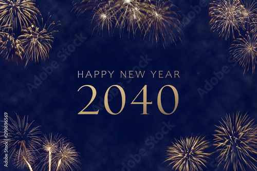 happy new year 2040 greeting card