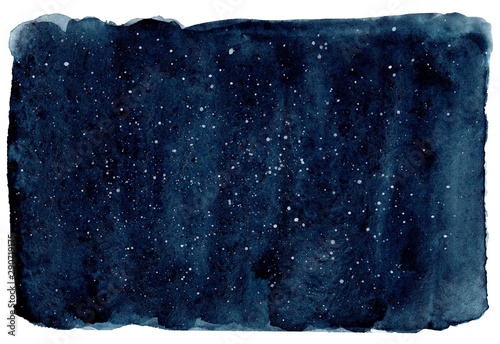 Watercolor dark navy background. Dark blue sky with stars. Hand drawn illustration, perfect for textures and backgrounds.