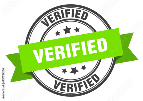 verified label. verified green band sign. verified