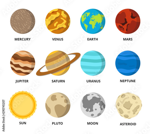 Colorful planets set. Vector illustration.