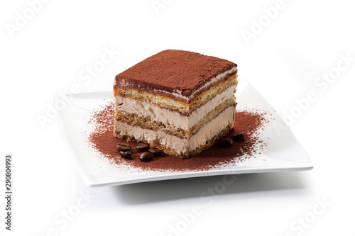 Tiramisu - coffee-flavoured Italian dessert. It is made of ladyfingers (savoiardi) dipped in coffee