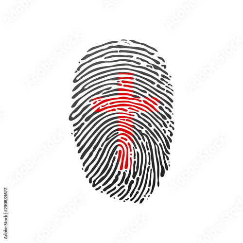 cross Thumb Prints or fingerprint showing christian identity. vector illustration isolated on white background.