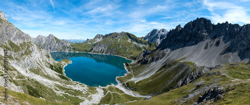 Wonderful Luenersee in the heart of the Raetikon Mountains, Vorarlberg, Austria Europe