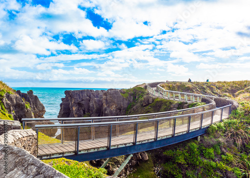 View of pancake rocks in Punakaiki, South island, New Zealand.