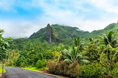 Mountain landscape of Raiatea island, French Polynesia.