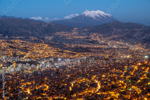 Illimani the most beautiful mountain in Bolivia, which overlooks the city of La Paz.