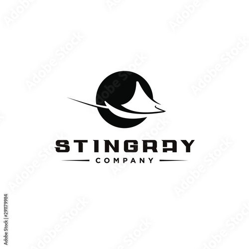 Animal logo design stingray fish in simple modern bold black vector