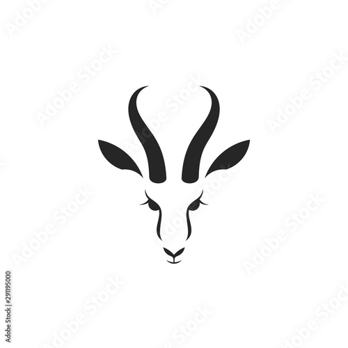 Antelope springbok. Logo. Isolated animal on white background