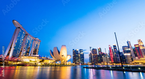 シンガポール マリーナベイ 夜景 ワイド