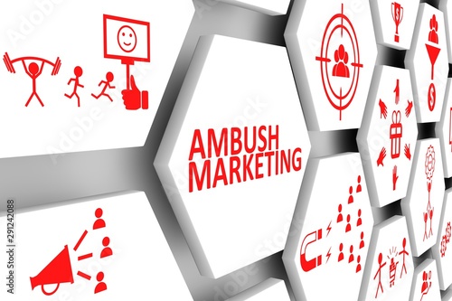 AMBUSH MARKETING concept cell background 3d illustration