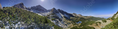 Panorama szlak na przełęcz Karb i Mały Kościelec - widok na : Dolina Gąsienicowa, Kościelec, Świnica, Pośrednia Turnia, Kasprowy Wierch, Tatry Stawy, Gąsienicowe