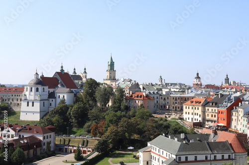 The panoramic view of Lublin old town founded in 1317.