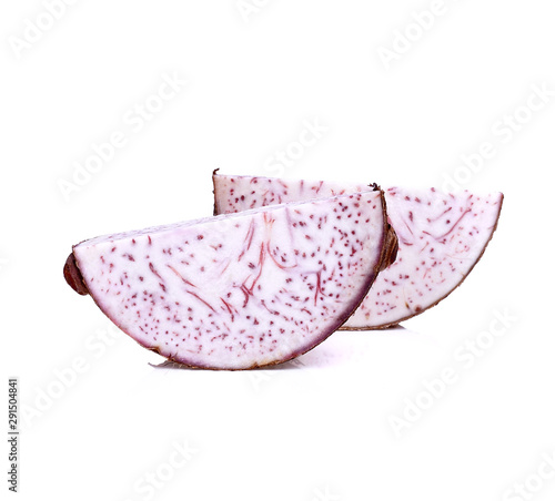 Taro, sliced of taro isolated on white background