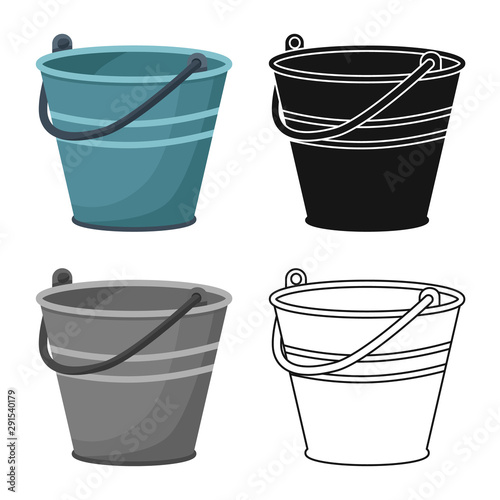 Isolated object of bucket and water symbol. Graphic of bucket and tin stock symbol for web.