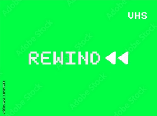 Rewind VHS screen of a videotape player Retro 80s