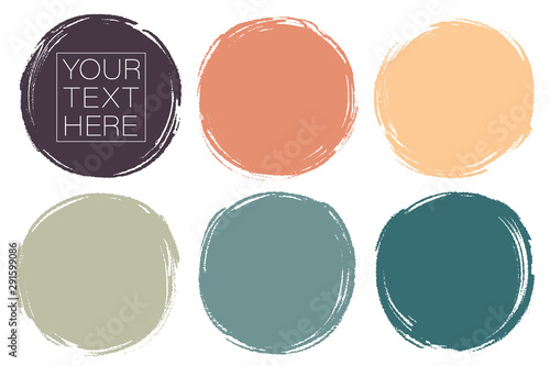 Vector set of hand painted circles for backdrops. Colorful artistic hand drawn backgrounds. Hand drawn stains round shape set.