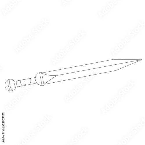 vector, isolated, contour, sketch of weapons, sword, saber