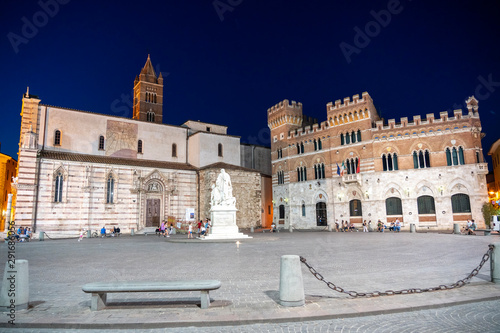 Grosseto, the cathedral square by night