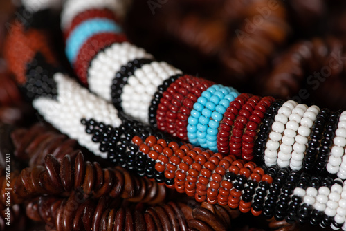 A close-up shot of African beads higlights the stunning detail, beautiful patterns and rich earthy colours of the African continent