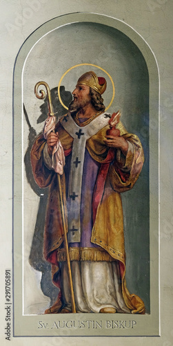 Saint Augustin, fresco in the Basilica of the Sacred Heart of Jesus in Zagreb, Croatia 