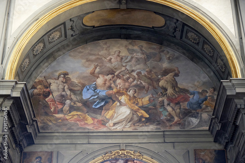 The Stoning of Saint Stephen, Badia Fiorentina church in Florence, Italy