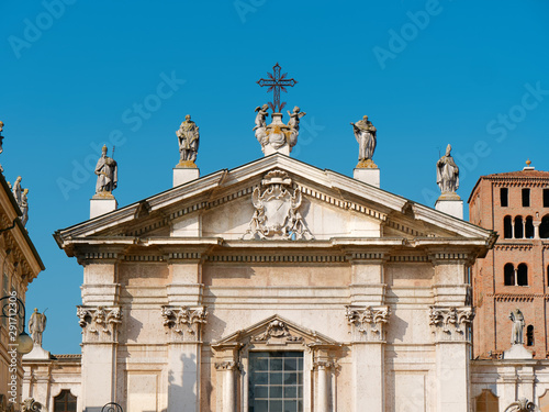 Mantova, ITALY - AUGUST 10, 2019: Historic buildings on Piazza Sordello