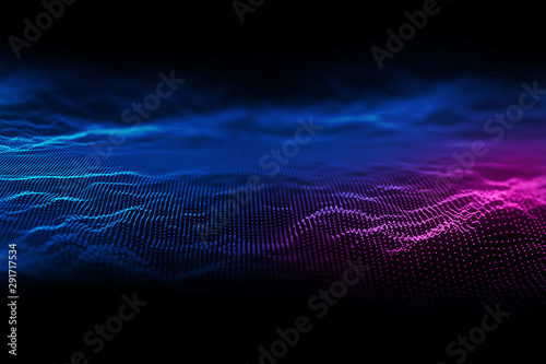 Abstract technology background. Particle Mist network Cyber security