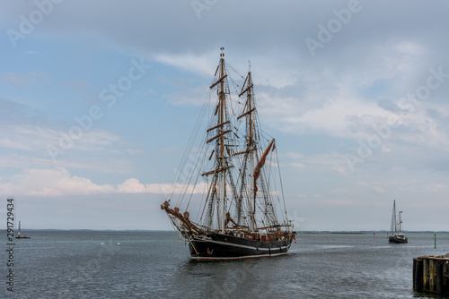 the english training ship the eye of the wind entering the port of Ærøskøbing