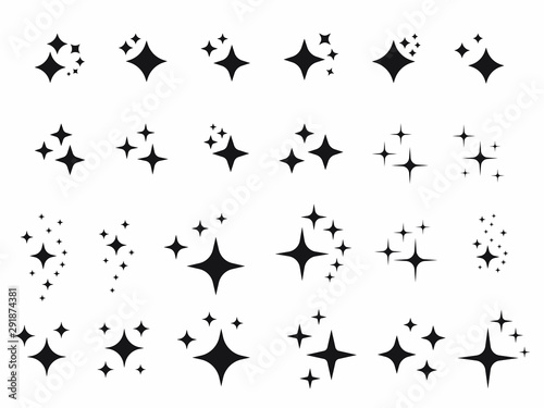 Set of shine icons, Clean star icons