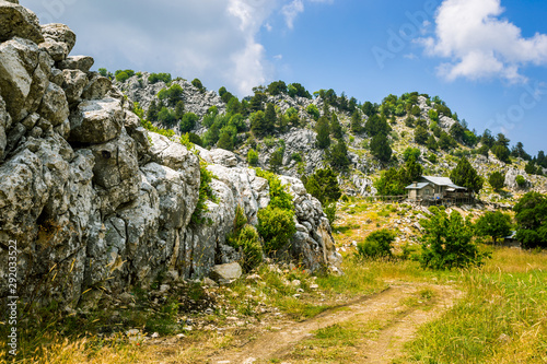 Amazing scenic view of high mountain country road in Kemer, Turkey