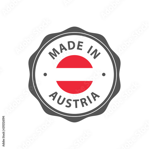 "Made in Austria" badge with Austrian flag