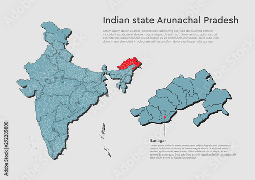 India country map Arunachal Pradesh state template