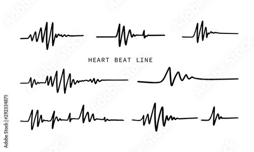 Heart beat line. Simple collection of cardiogram related line icons. Thin line vector set of signs for infographic, logo, app development and website design. Vector illustration.